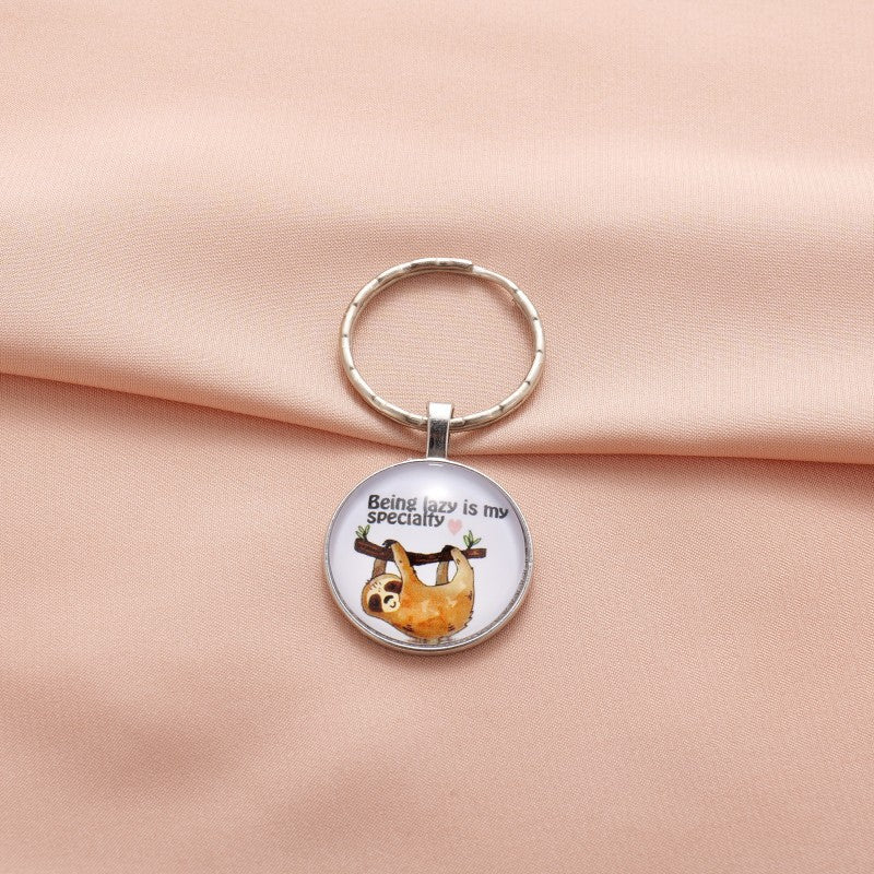 Wholesale Sloth Time Gem Metal Keychain